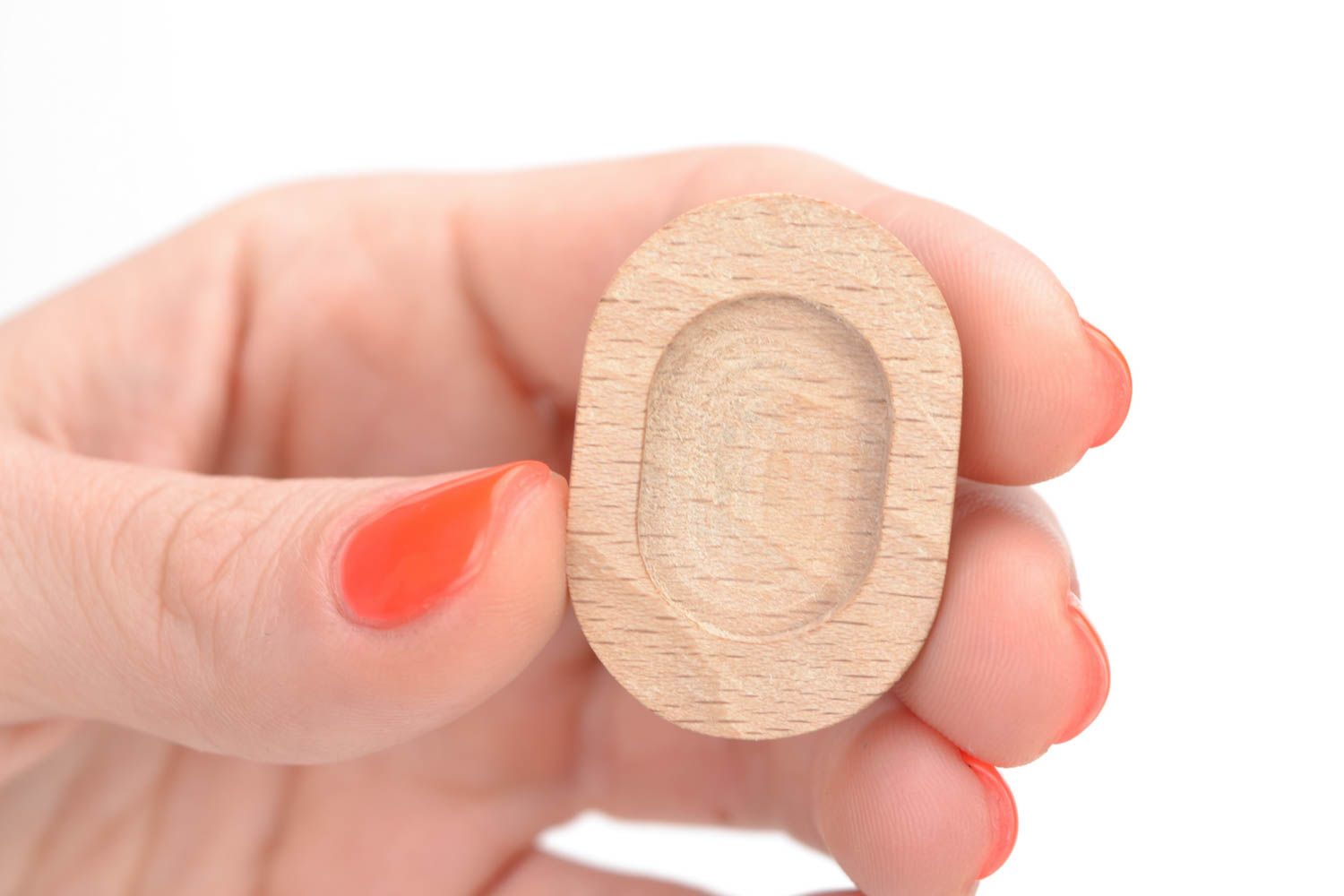 Oval blank for jewelry creation designer oak wood handmade accessory for ring photo 5