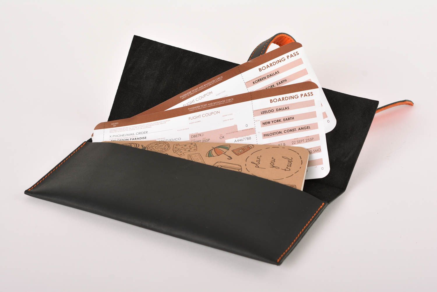 Unusual handmade leather travel case ticket holder document holder ideas photo 2