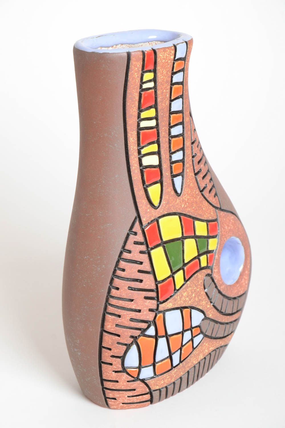 Handmade Keramik Vase Haus Deko originelle ausgefallene Vase bemalt 2 L foto 2