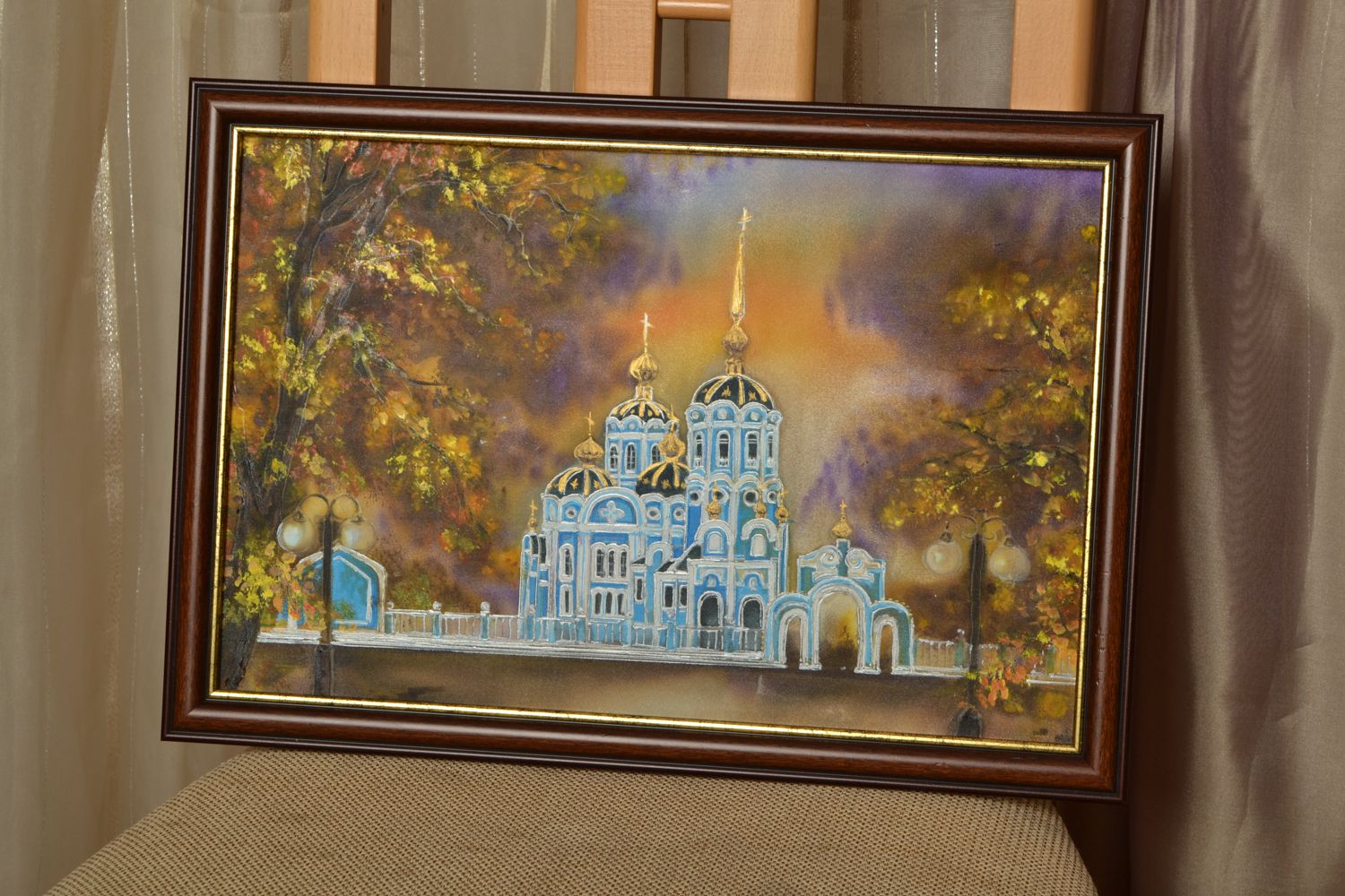 Acrylic painting on silk cloth Alexander Church photo 1