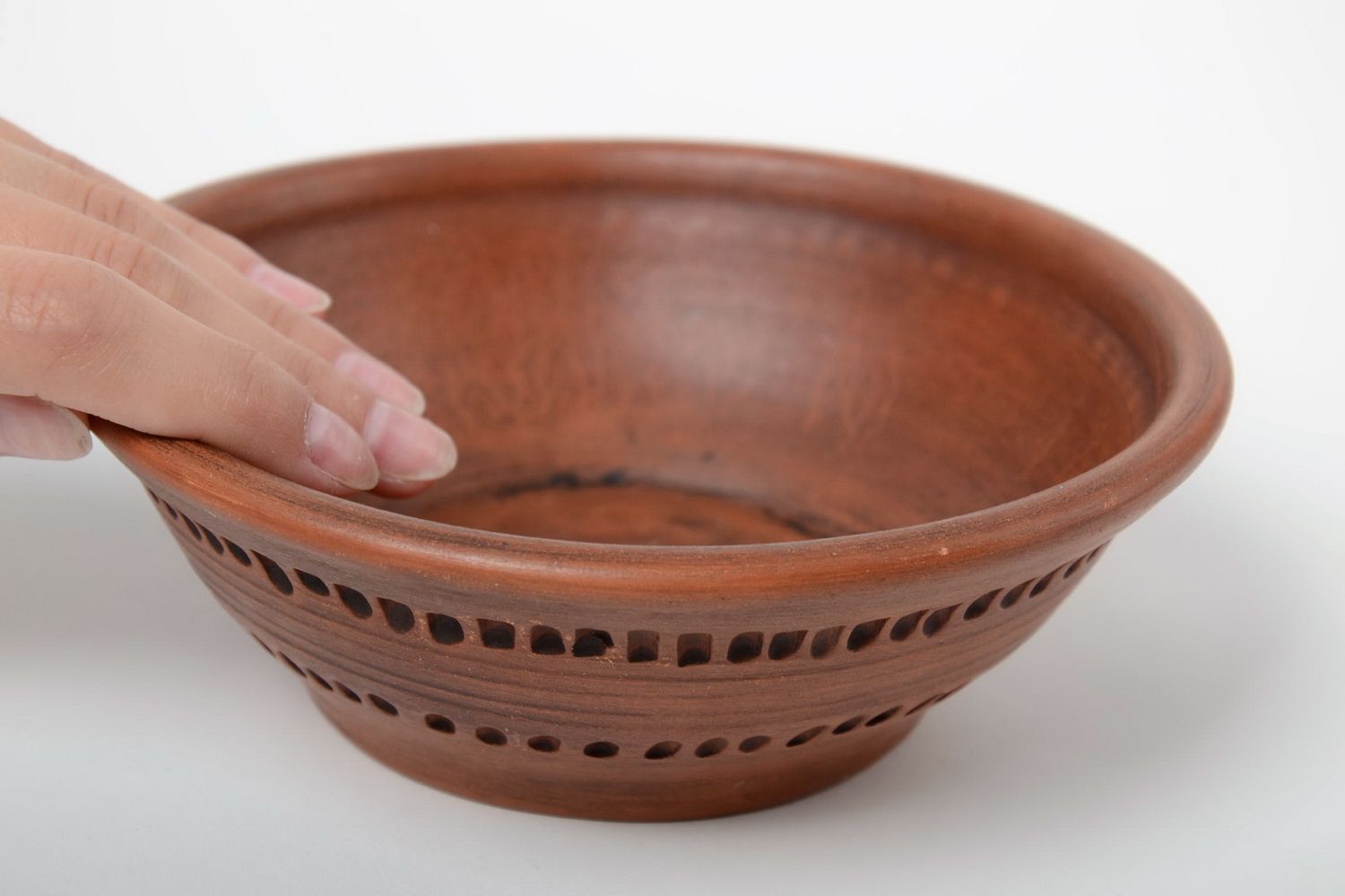 Beautiful convenient handmade designer brown clay bowl for soup 350 ml photo 5
