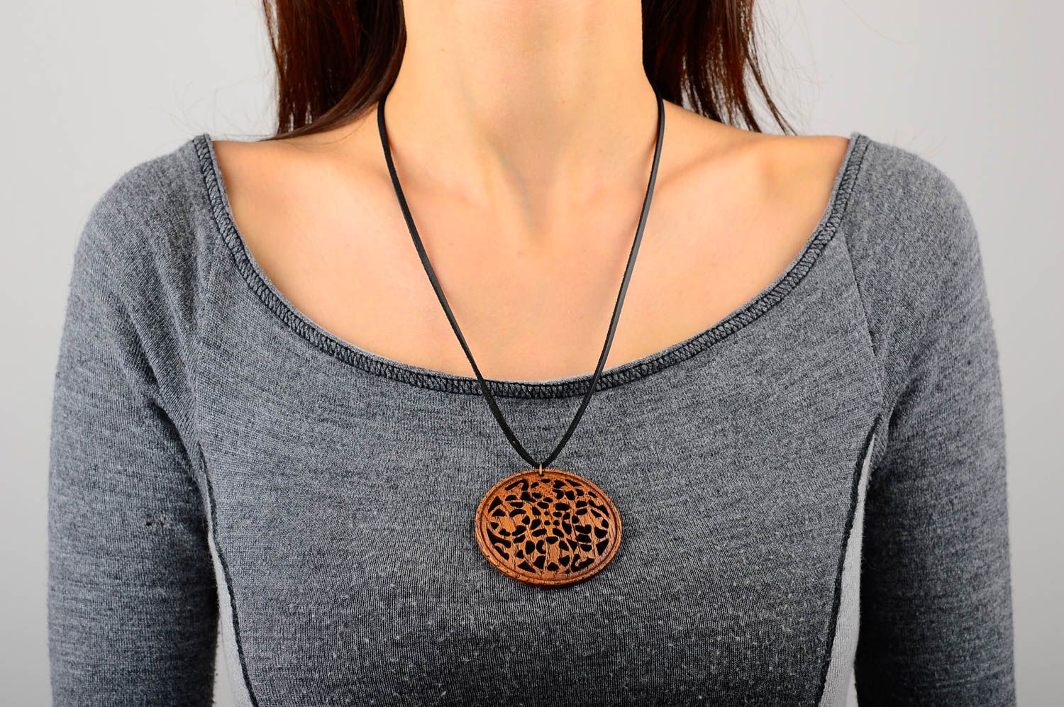 Designer pendant unusual accessory wooden pendant female pendant women pendant photo 1