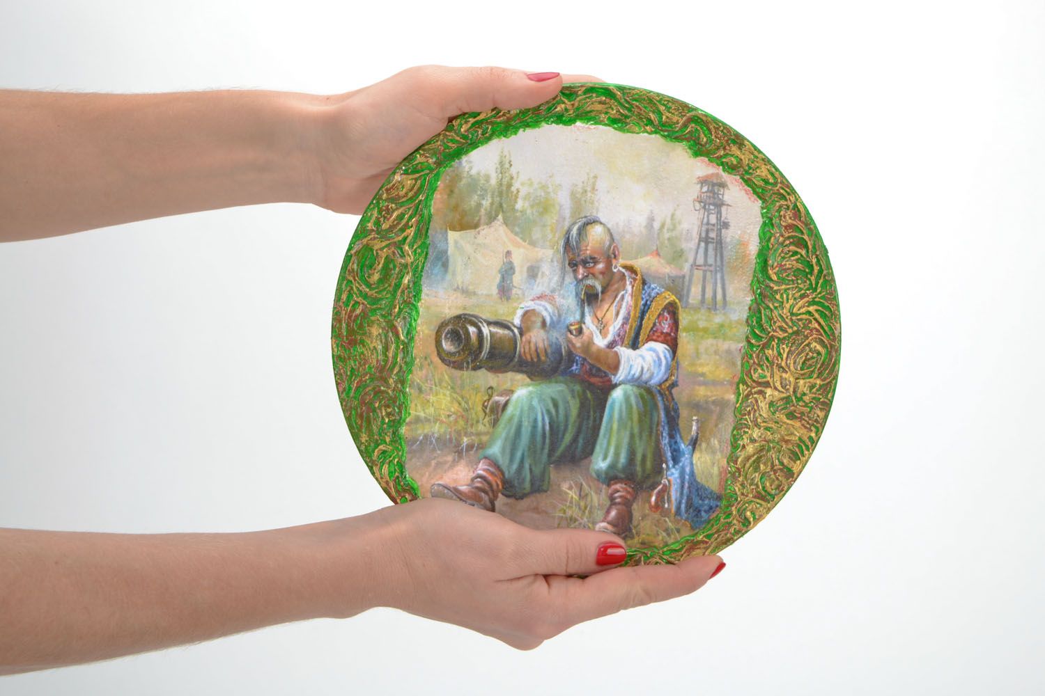 Homemade decorative plate Old Cossack photo 2