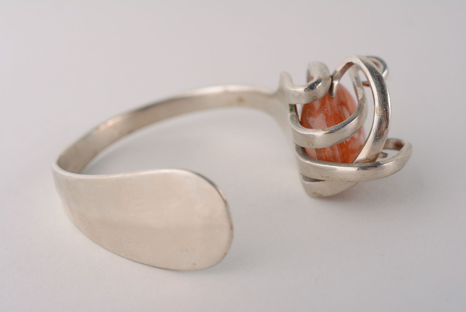 Bracelet en cupronickel de fourchette avec pierre naturelle fait main femme photo 4