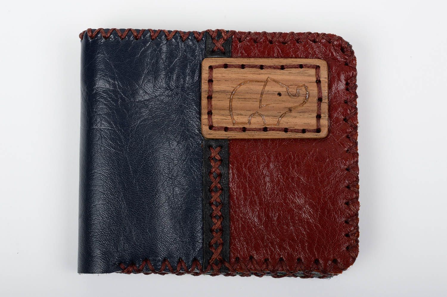 Billetera de cuero bonita hecha a mano accesorio para hombre regalo original foto 1