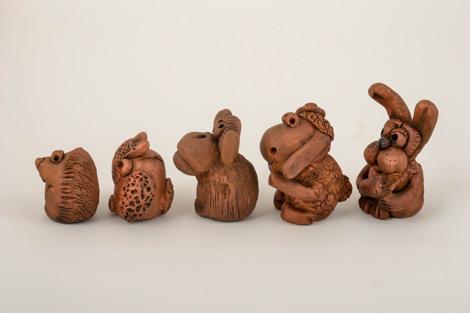 Figuren aus Ton handgemacht Keramik Deko Tier Statuen Miniatur Figuren 5 Stück foto 5