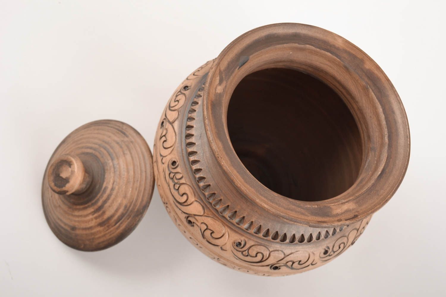 Pote de cerámica con tapa hecho a mano tratado con leche hermoso grande 3 litros foto 3