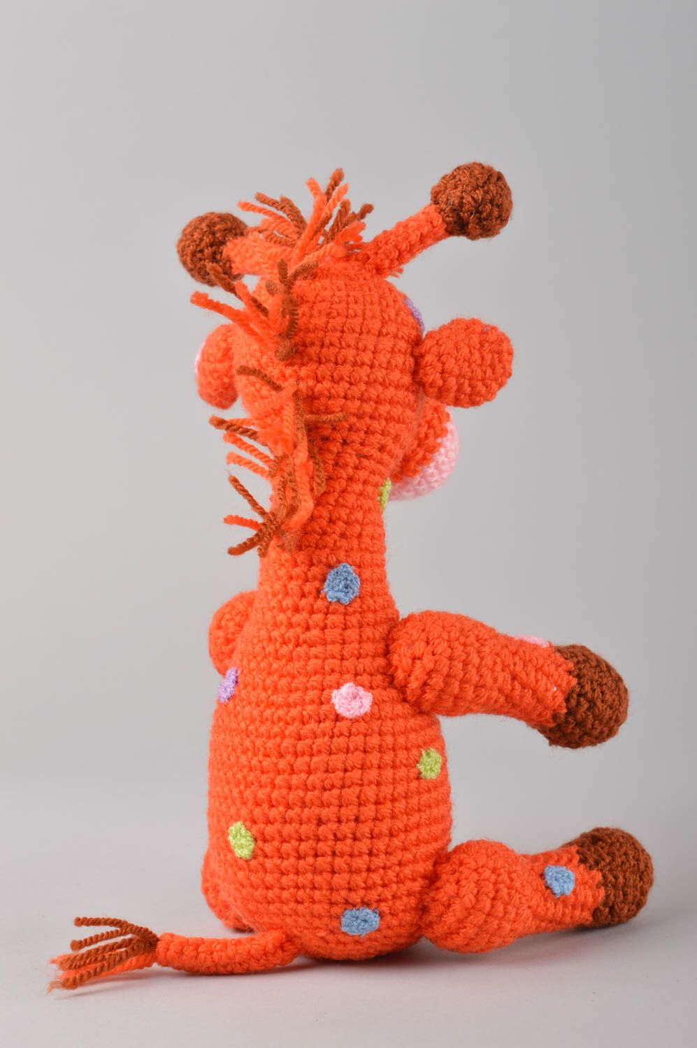 Peluche girafe orange Jouet fait main tricoté au crochet Cadeau pour enfant photo 3