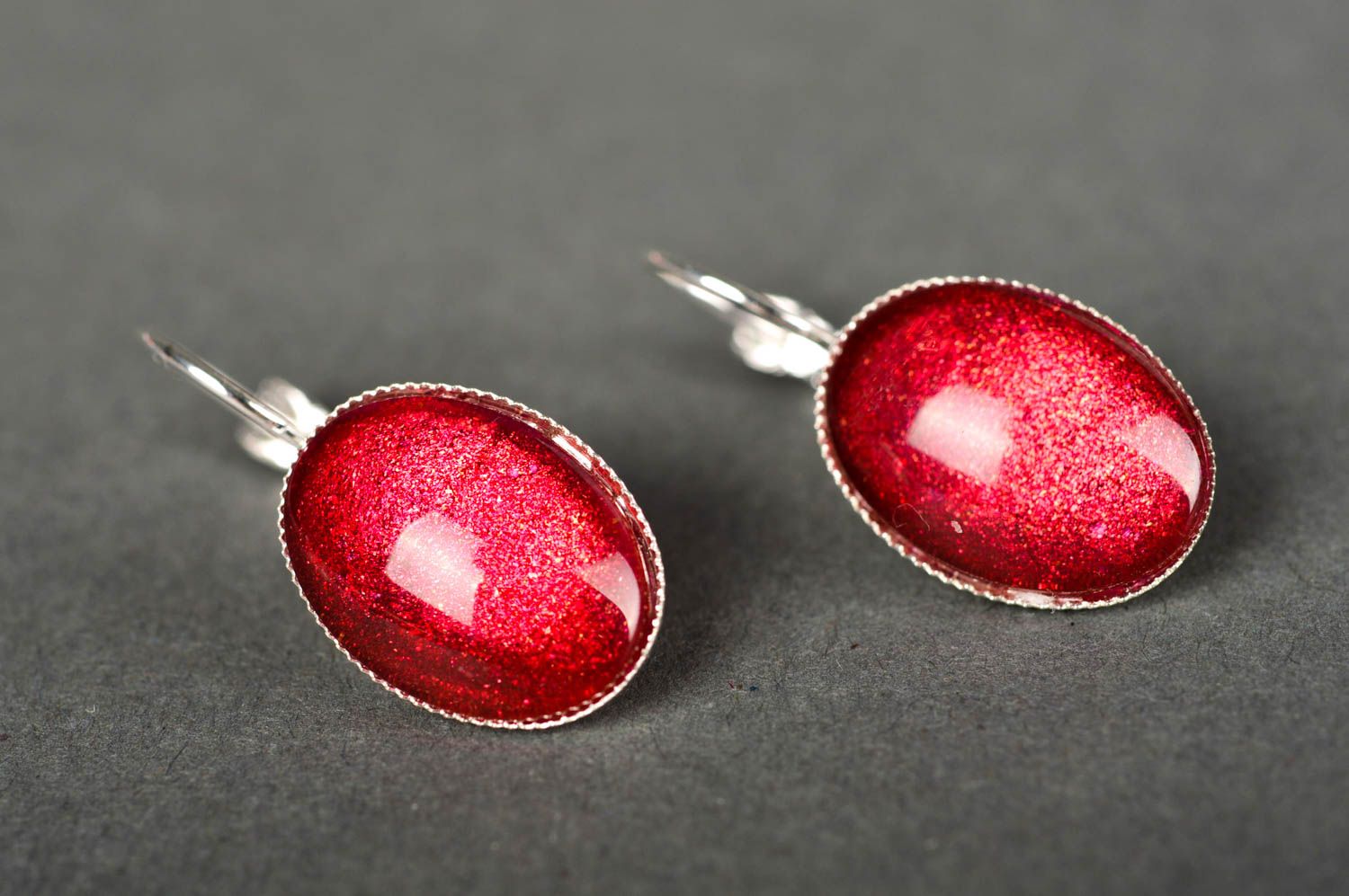 Cabochon Ohrringe in Rot schöner Mode Schmuck originelles Geschenk für Frauen foto 2