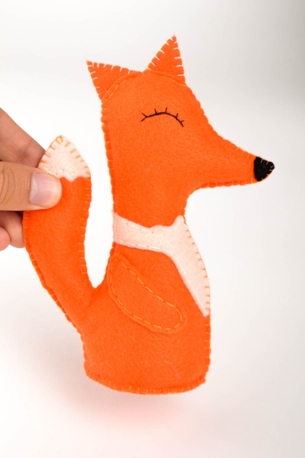 Fuchs Stofftier handgemachtes Spielzeug Filz Dekoration Kuscheltier Stoff orange foto 5