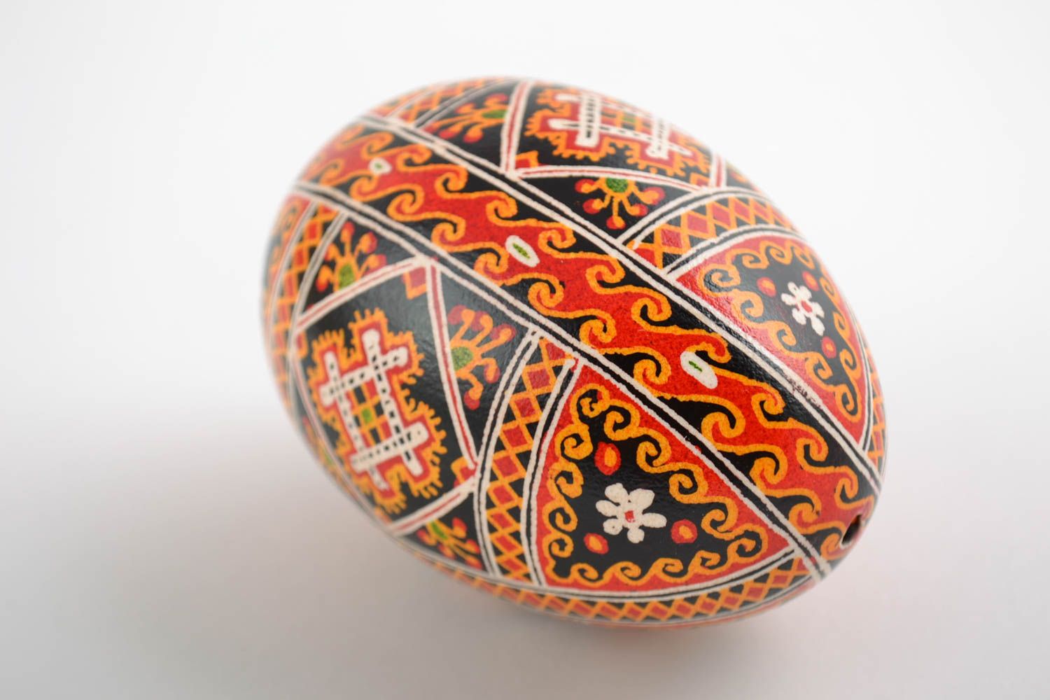 Гусиное пасхальное яйцо расписанное акриловыми красками хэнд мэйд с узорами фото 5