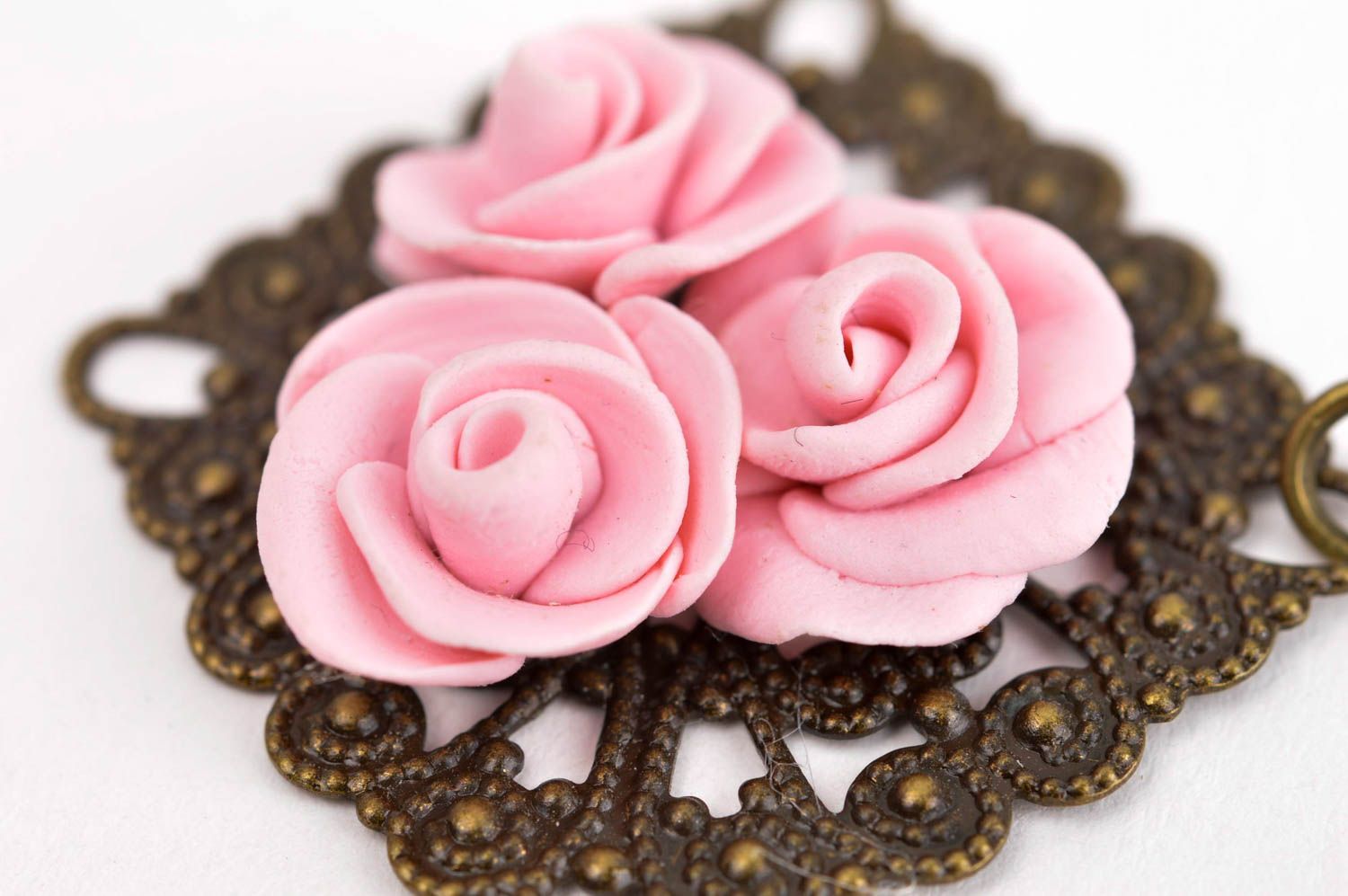 Handmade Ohrhänger Polymer Clay Schmuck Ohrringe für Damen Ohrringe Blumen rosa foto 5