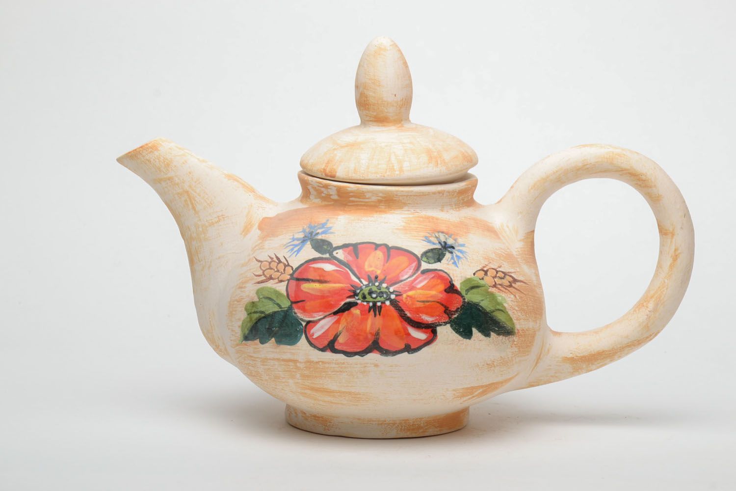 Handmade ceramic teapot with painting photo 2