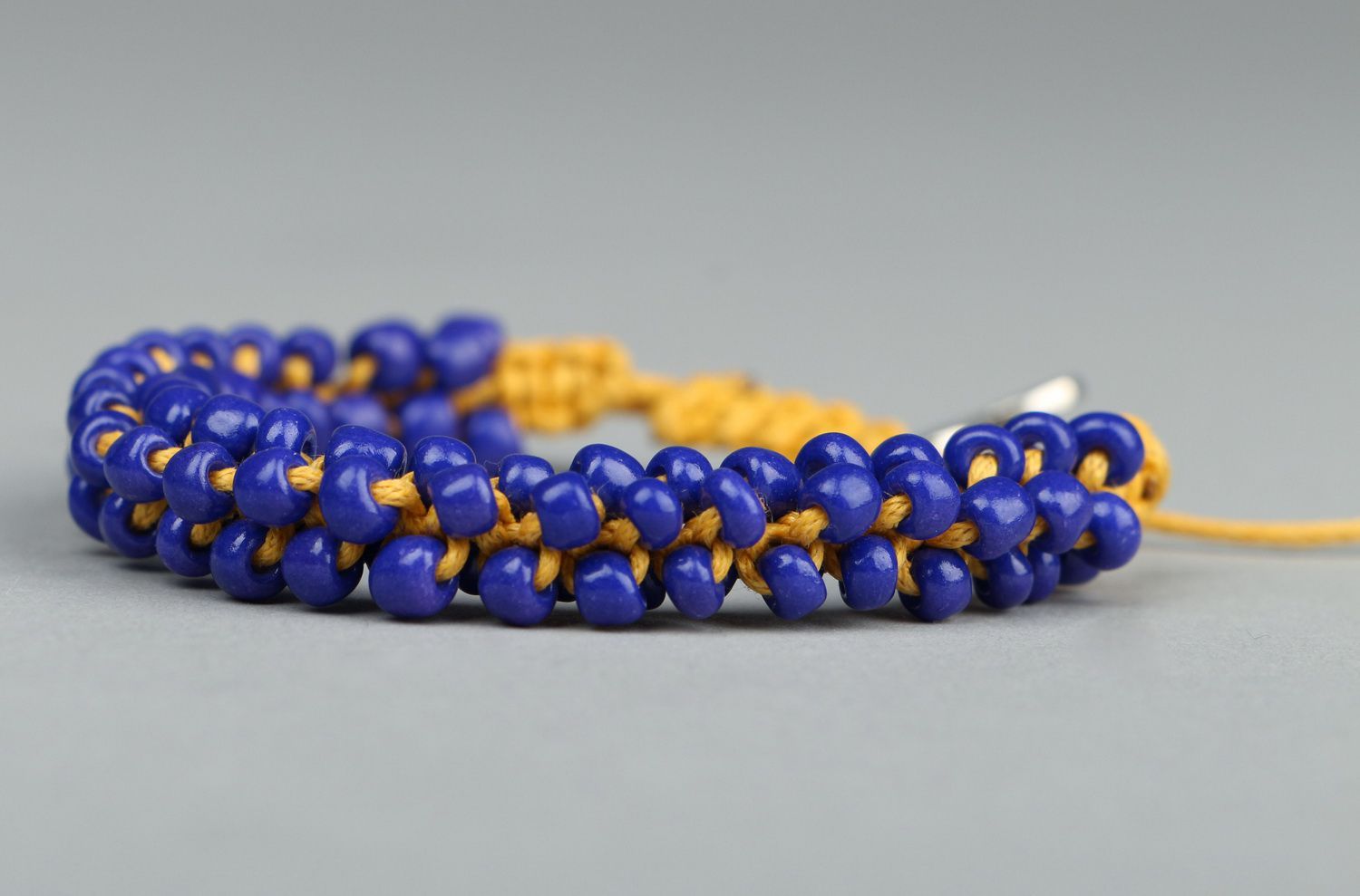 Bracelet en perles de rocailles bleu fait main photo 1