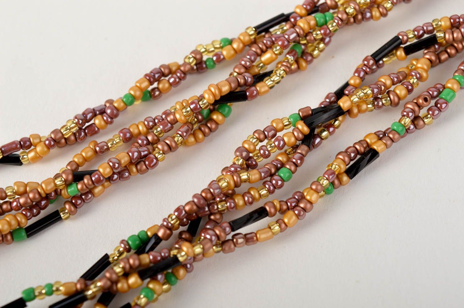 Unusual handmade beaded necklace multirow woven bead necklace gifts for her photo 3