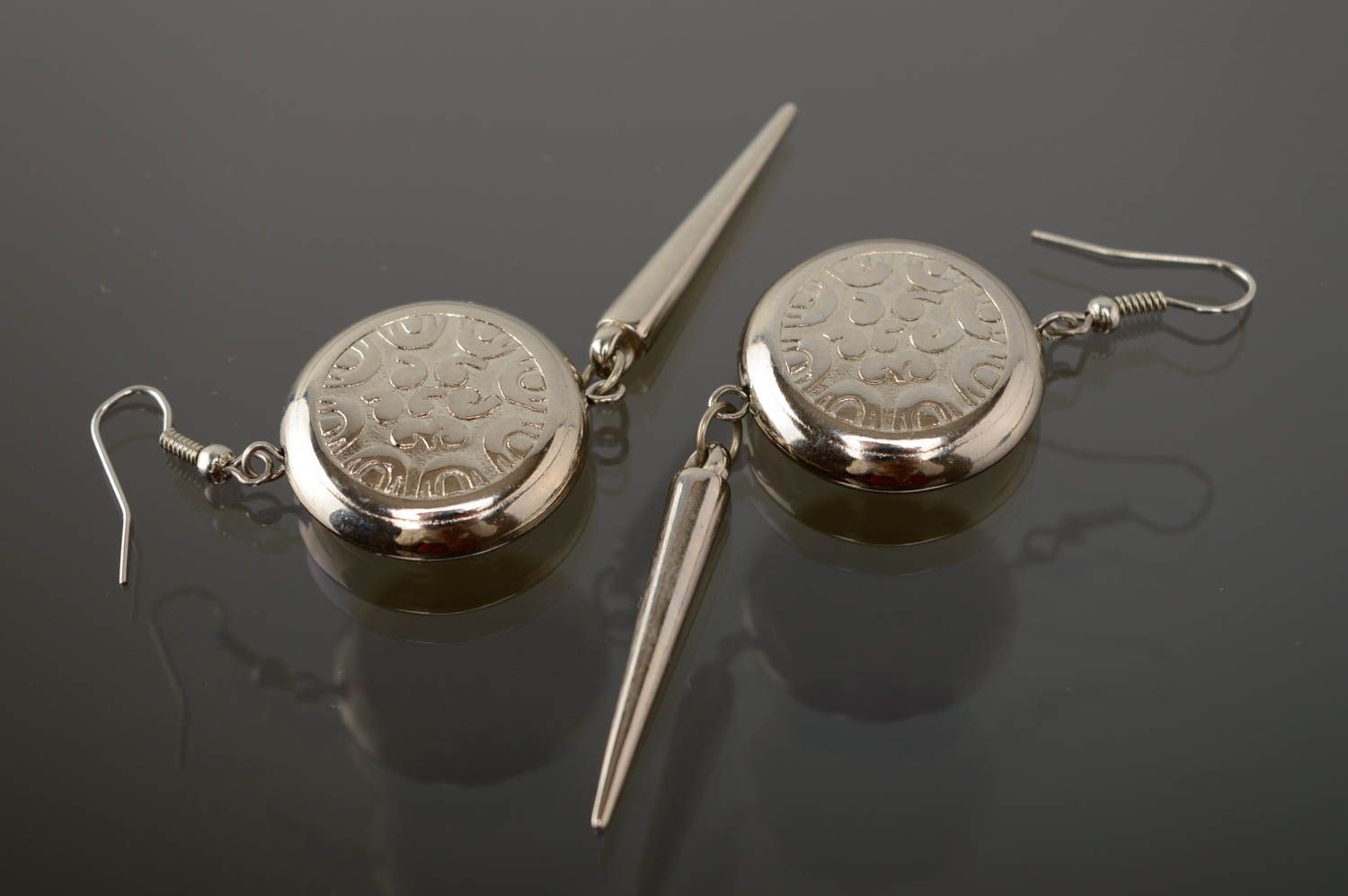 Metal earrings with charms photo 5
