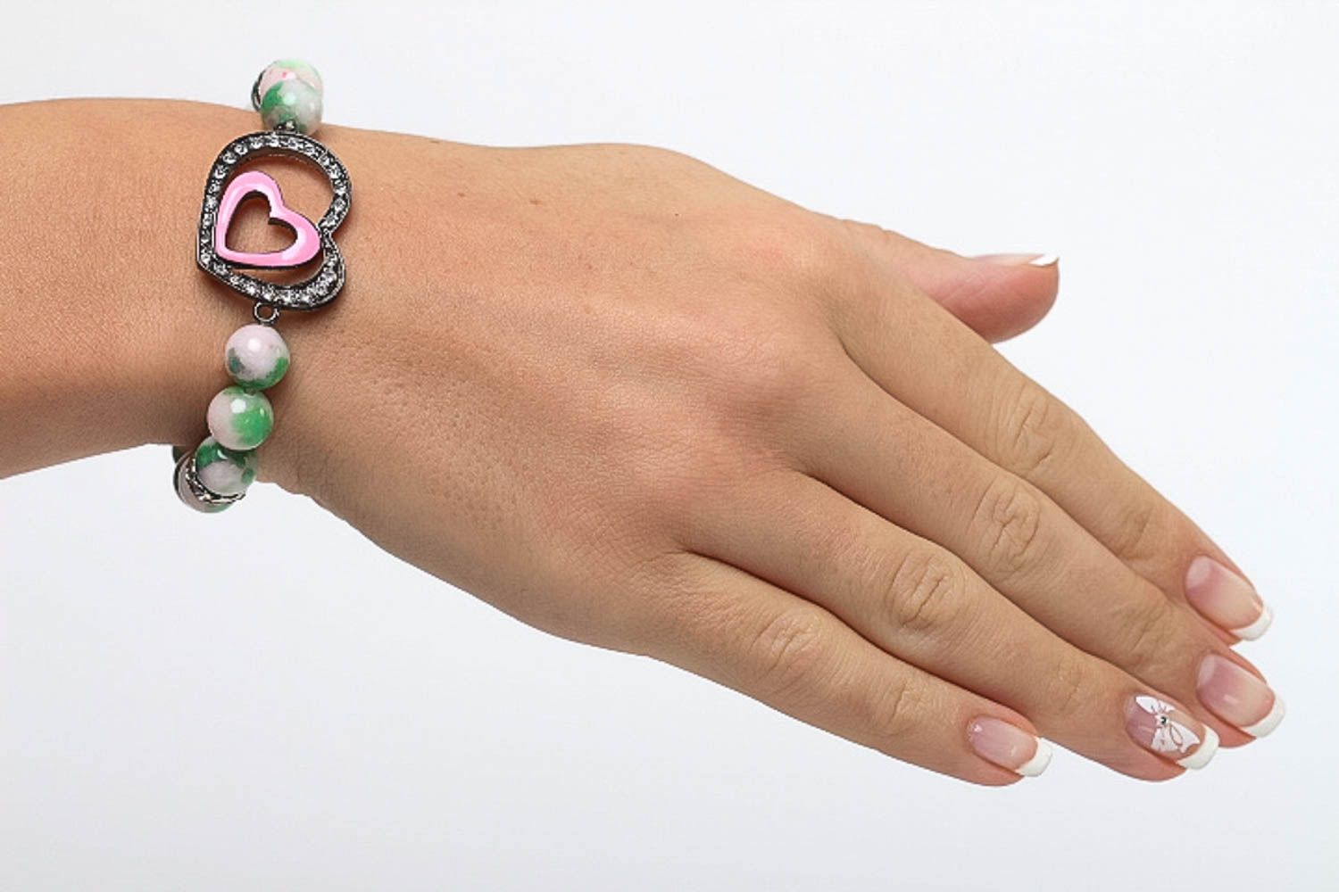 Damen Armband handmade Naturstein Schmuck mit Herzen Geschenk für Frauen foto 5