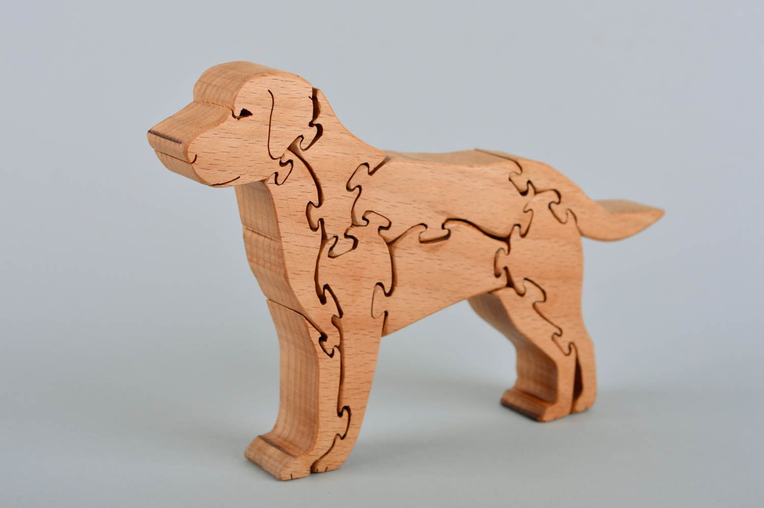 Игрушка из дерева развивающая игрушка хэнд мейд пазлы для малышей собака фото 3