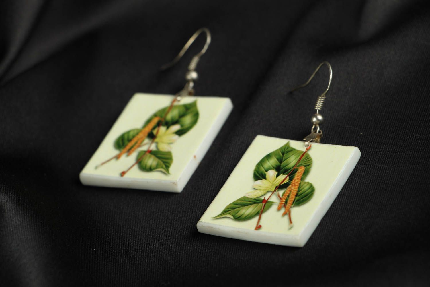 Earrings made ​​of polymer clay Birch Catkins photo 2