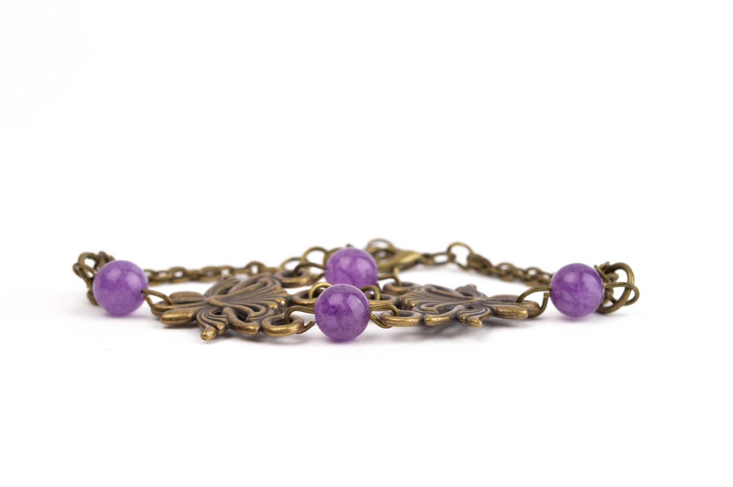 Bracelet verre design Bijou fait main métal perles Accessoire femme original photo 3