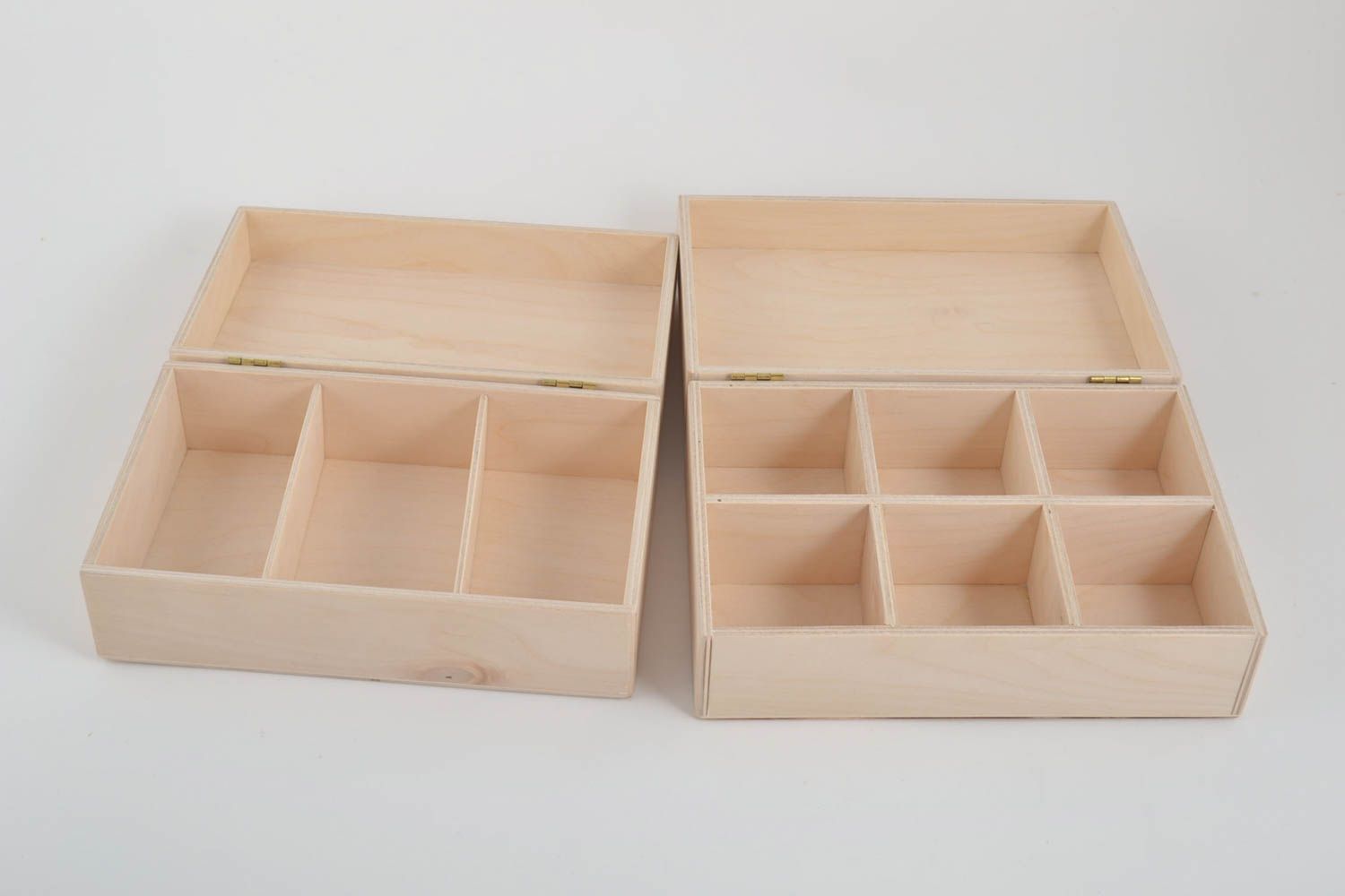 Set Boîte à compartiments Boîte en bois fait main 2 pièces Boîtes à décorer photo 4