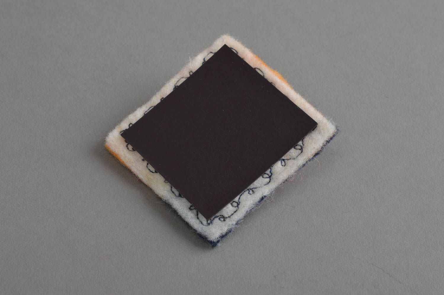 Handmade cute square textile fridge magnet made using fulling technique photo 5