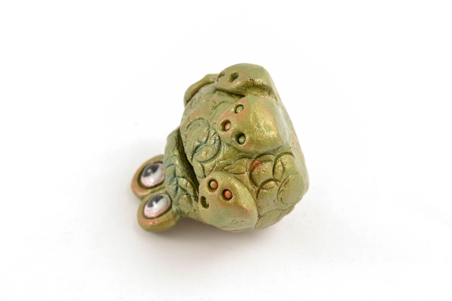 Figurine grenouille petite verte en argile faite main photo 4