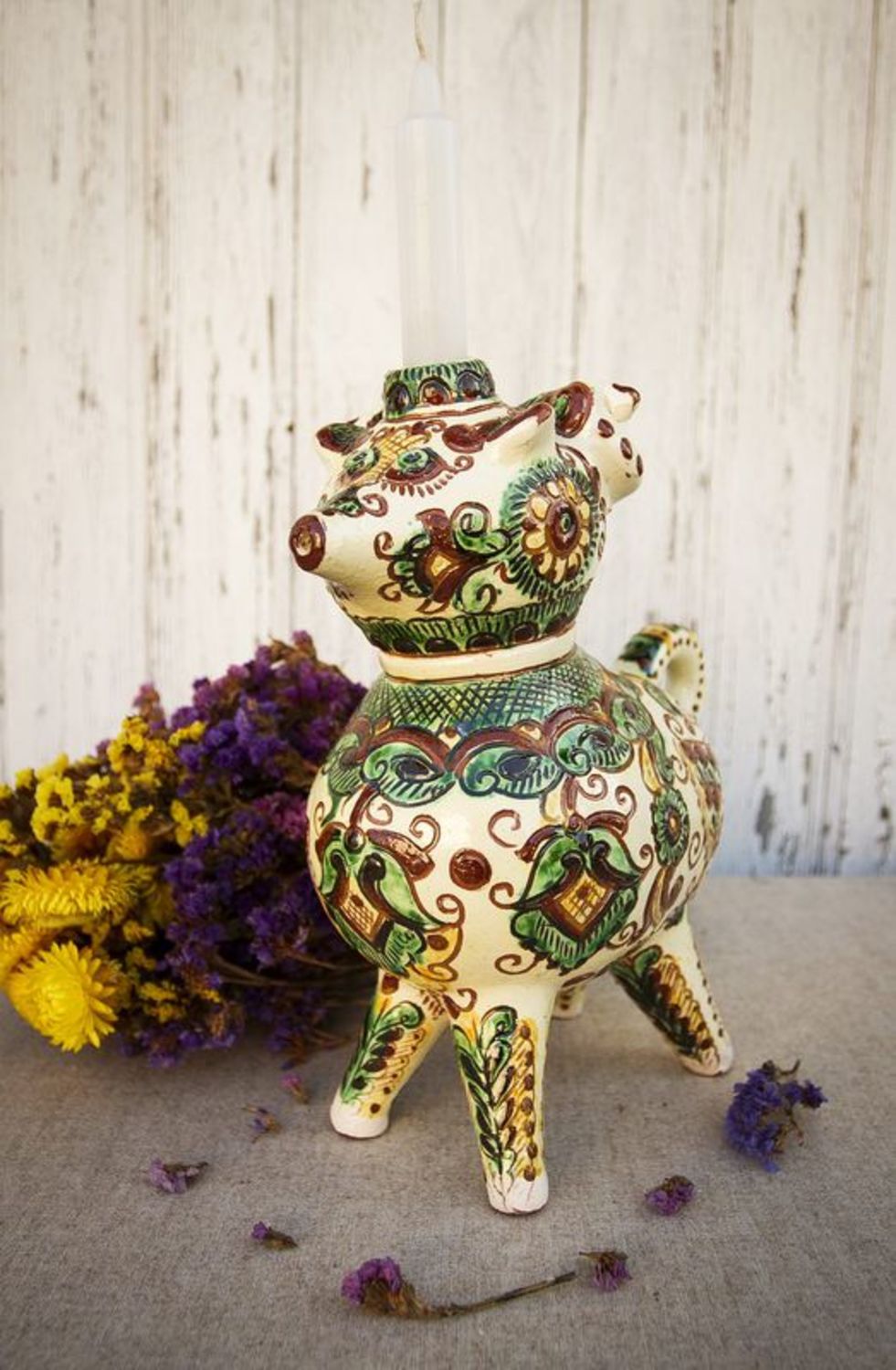 10 inches decorative ceramic jug Lamb for home décor 3,5 lb photo 1