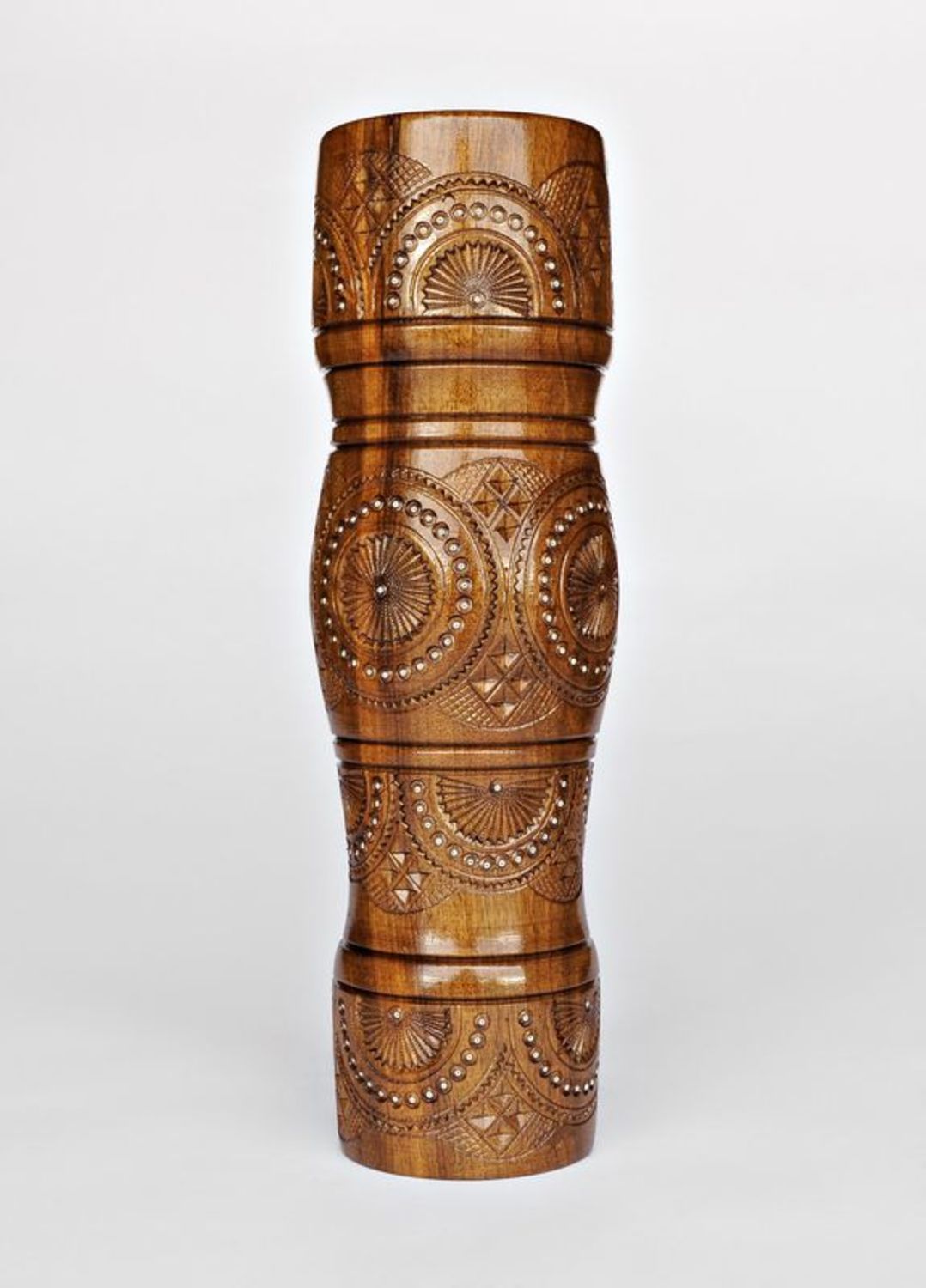 15 inches tall wooden handmade floor vase in tube shape 2,8 lb photo 4