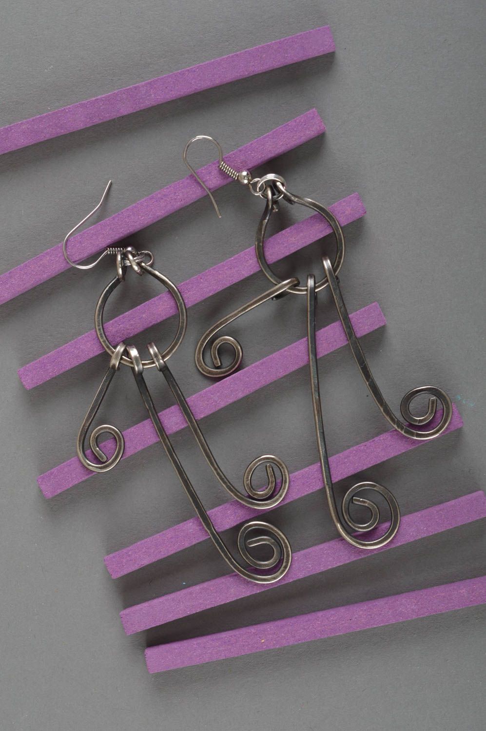 Stylish metal earrings handcrafted cupronickel earrings fashion accessories photo 1