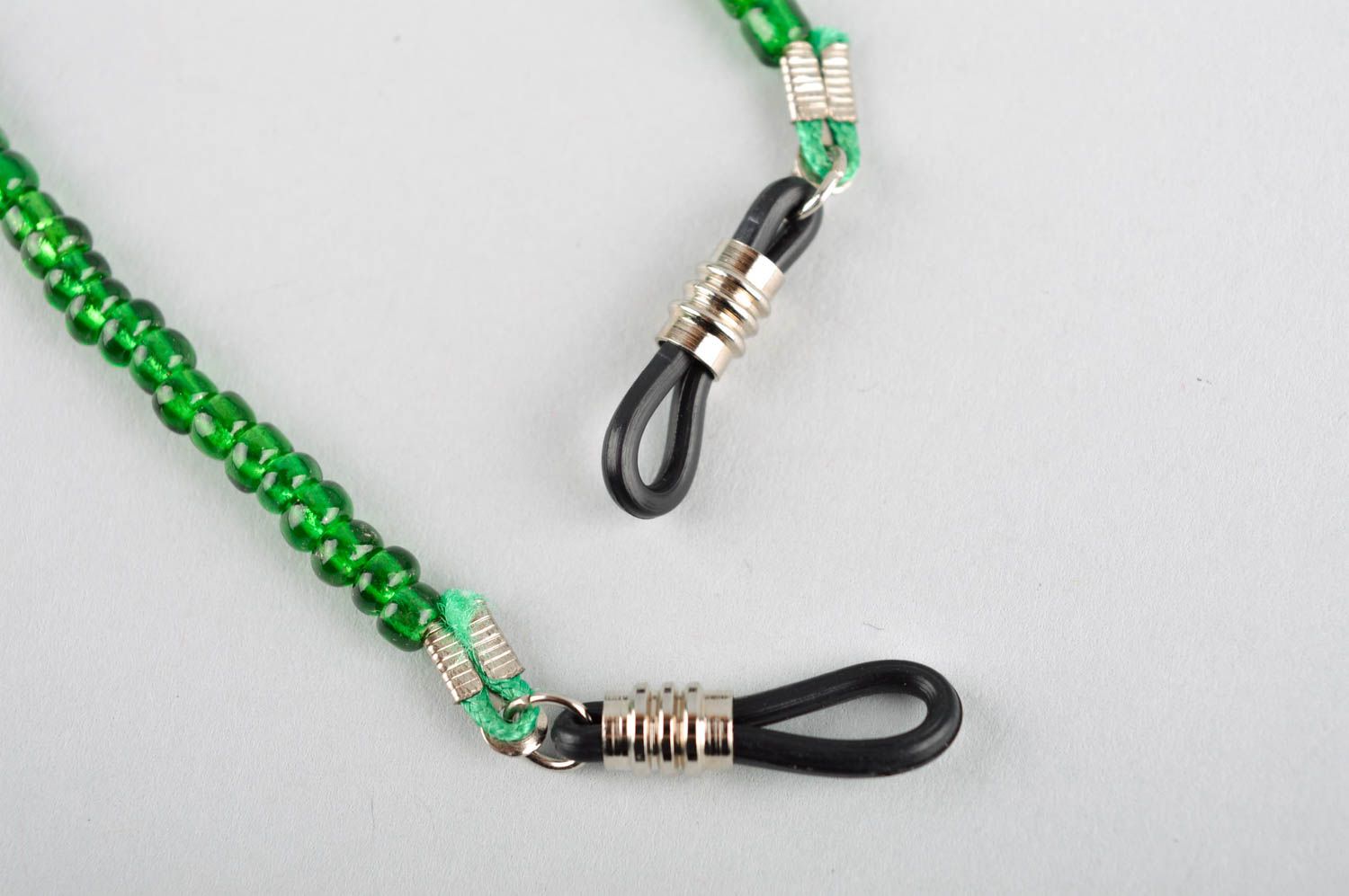 Зеленая цепочка для очков ручной работы украшение из бисера аксессуар для очков фото 4