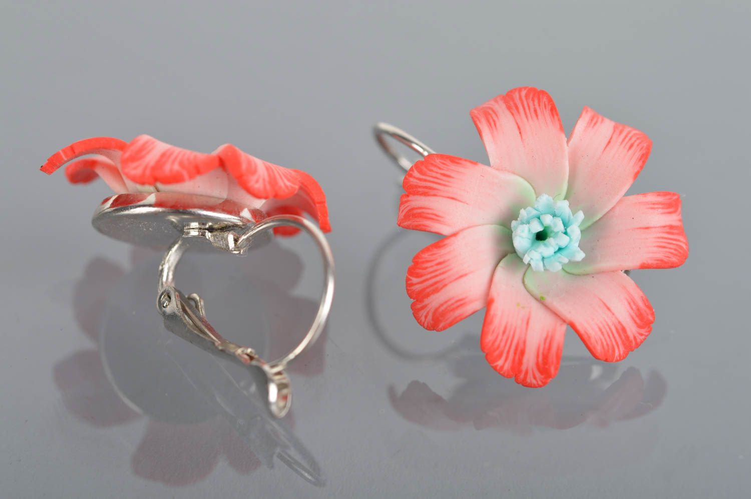 Boucles d'oreilles en pâte polymère faites main fleurs bijou original pour femme photo 2