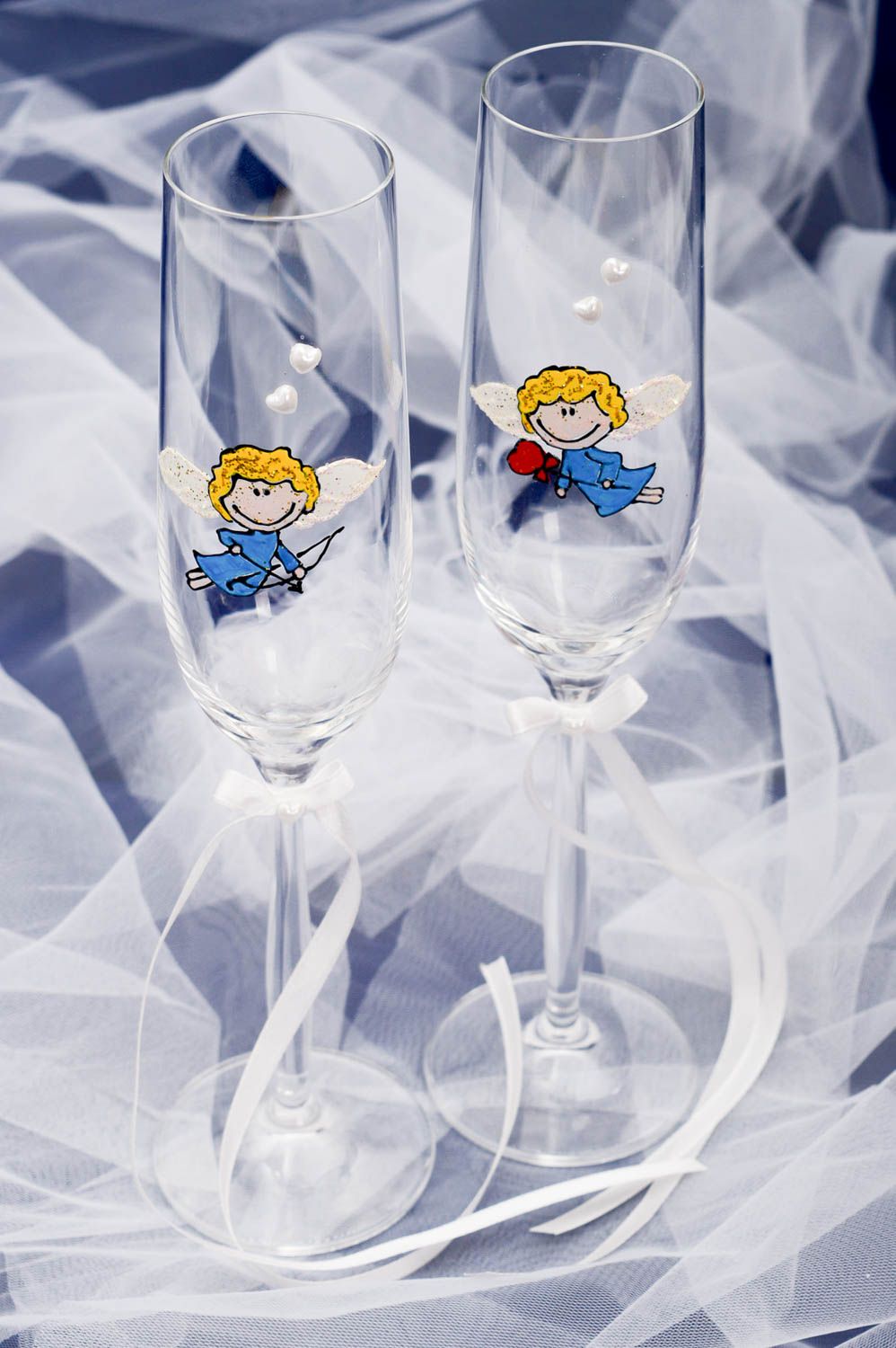 Copas de matrimonio hechas a mano de cristal accesorio para boda regalo original foto 1