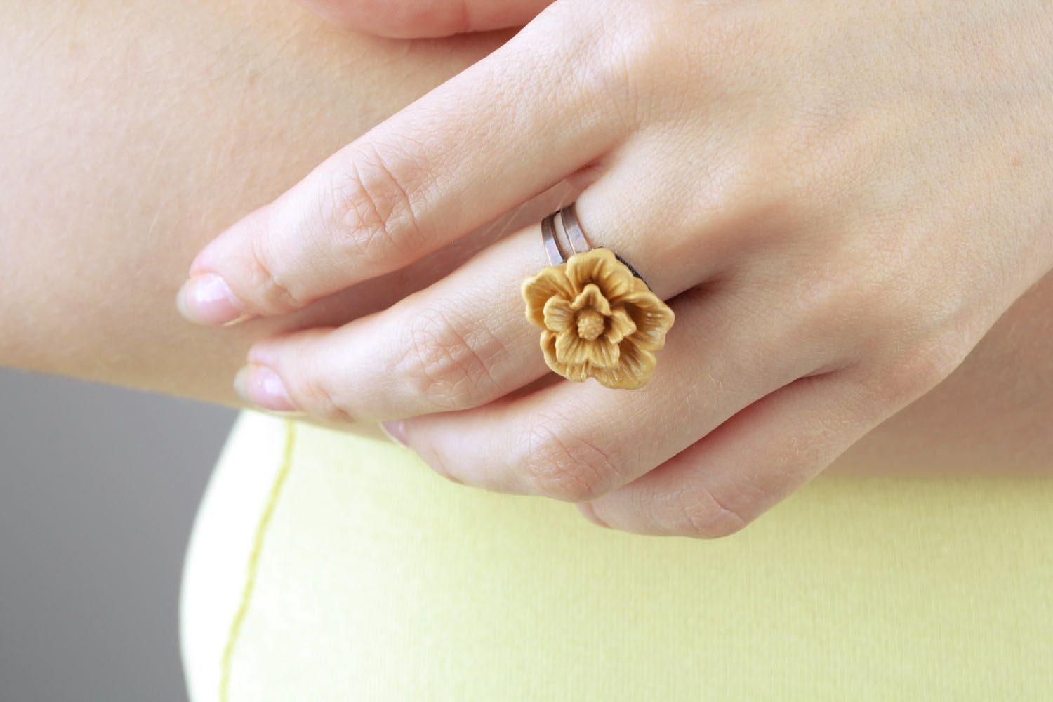 Polymer clay ring Flower photo 5