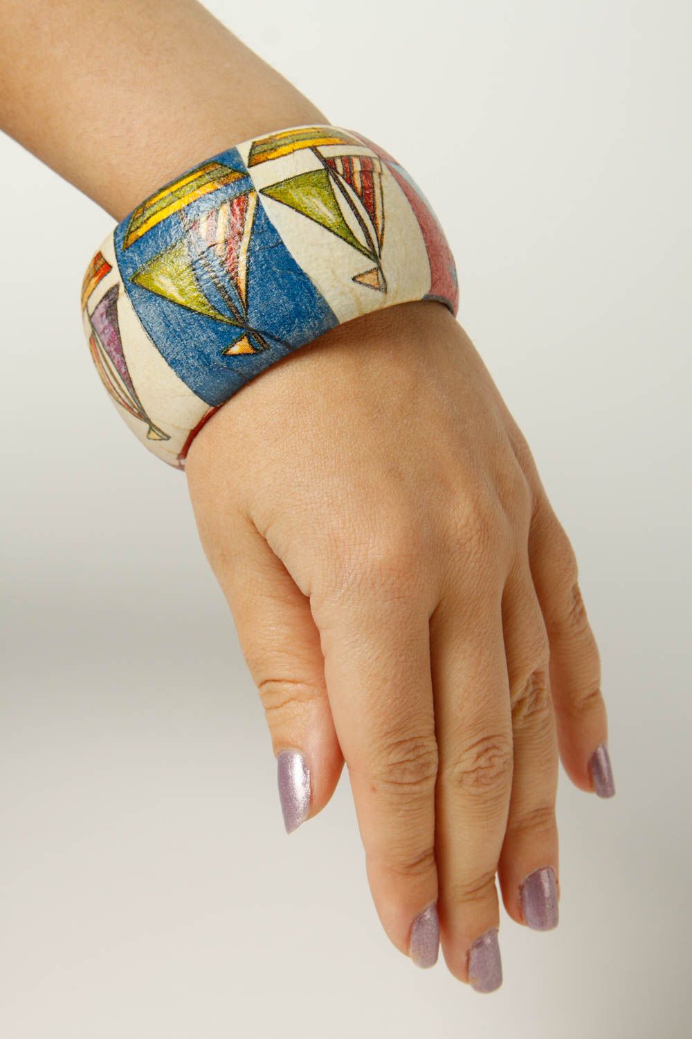 Armband Holz handgemacht Modeschmuck Armband Designer Schmuck mit Bemalung foto 2