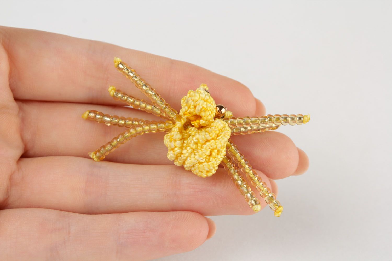 Brooch made of threads and beads Spider photo 3
