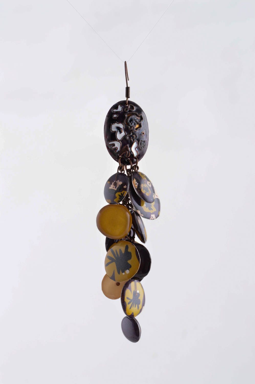 Handmade cute metal earrings designer earrings jewelry in vintage style photo 2