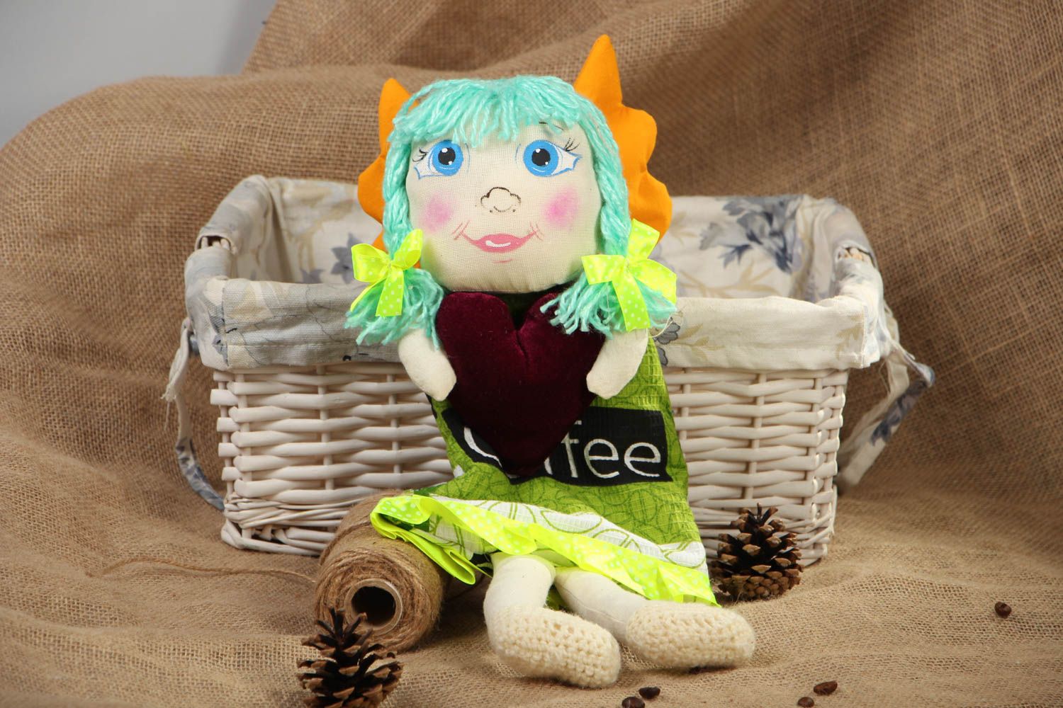Handmade soft doll with eyelet photo 5