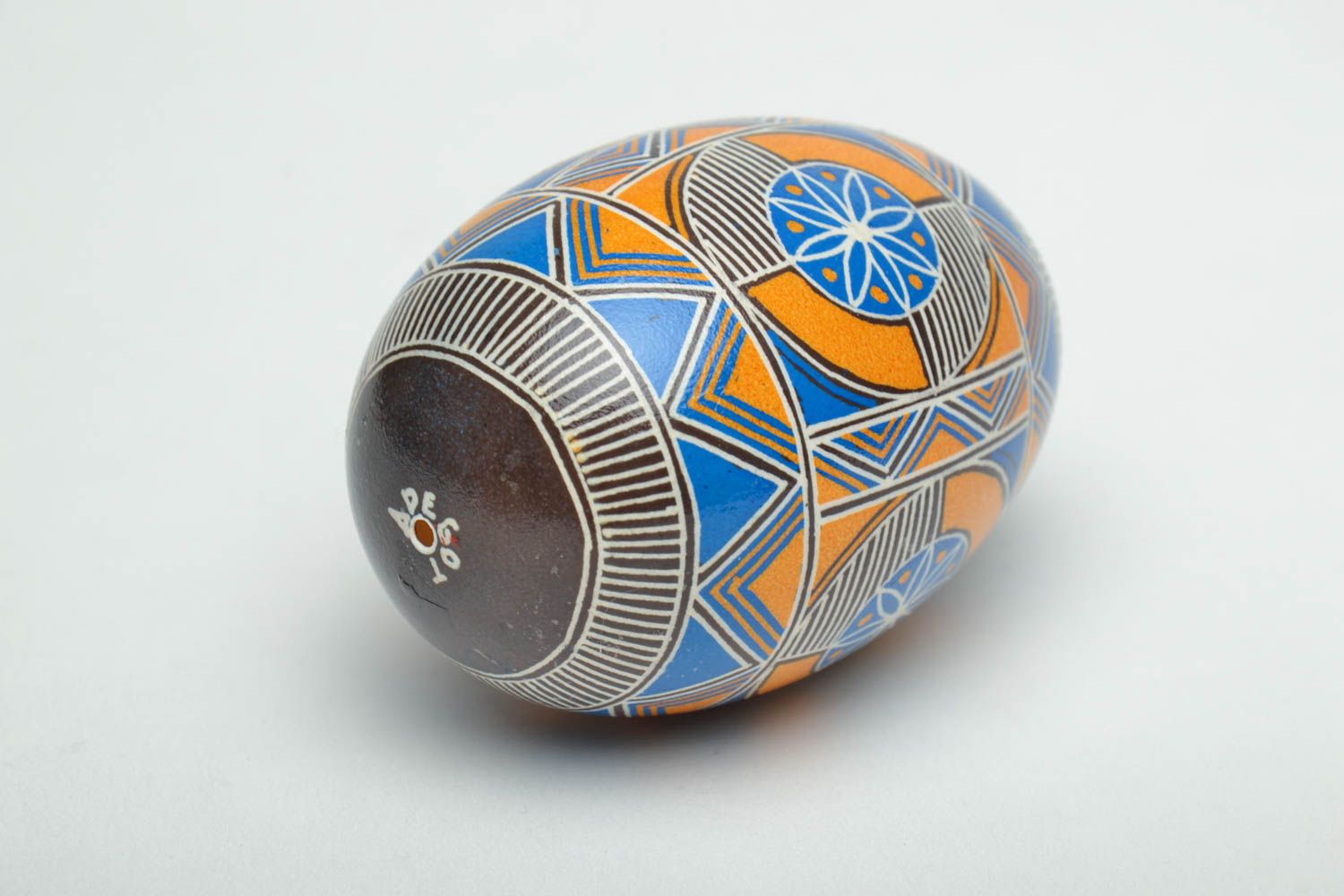 Painted goose egg with geometric ornament photo 3