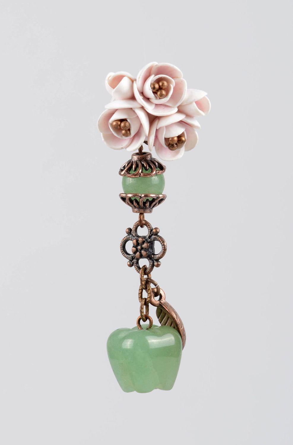 Jade Ohrringe handmade Schmuck aus Polymer Clay Ohrringe für Damen Grüne Äpfel foto 2