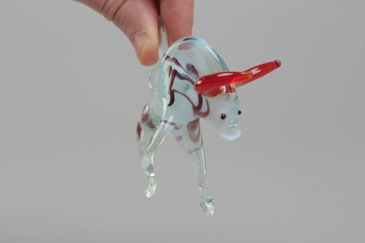 Figurine miniature en verre au chalumeau décorative faite main Taureau photo 4