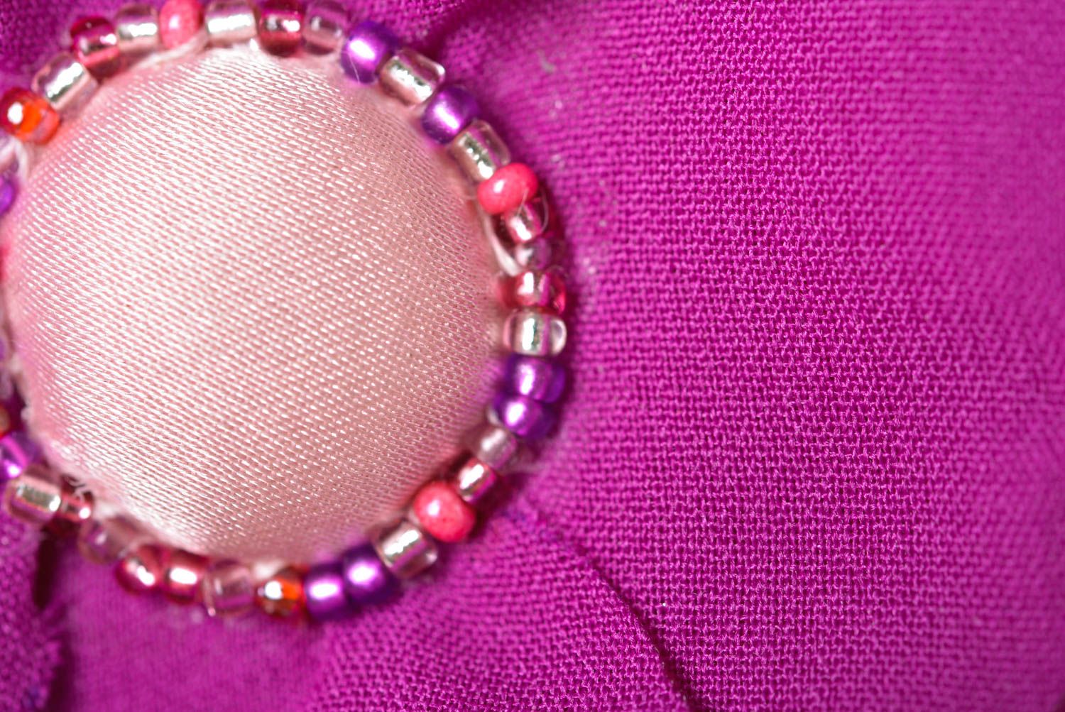 Брошь ручной работы текстильная брошь цветок фиолетовый дизайнерское украшение фото 4