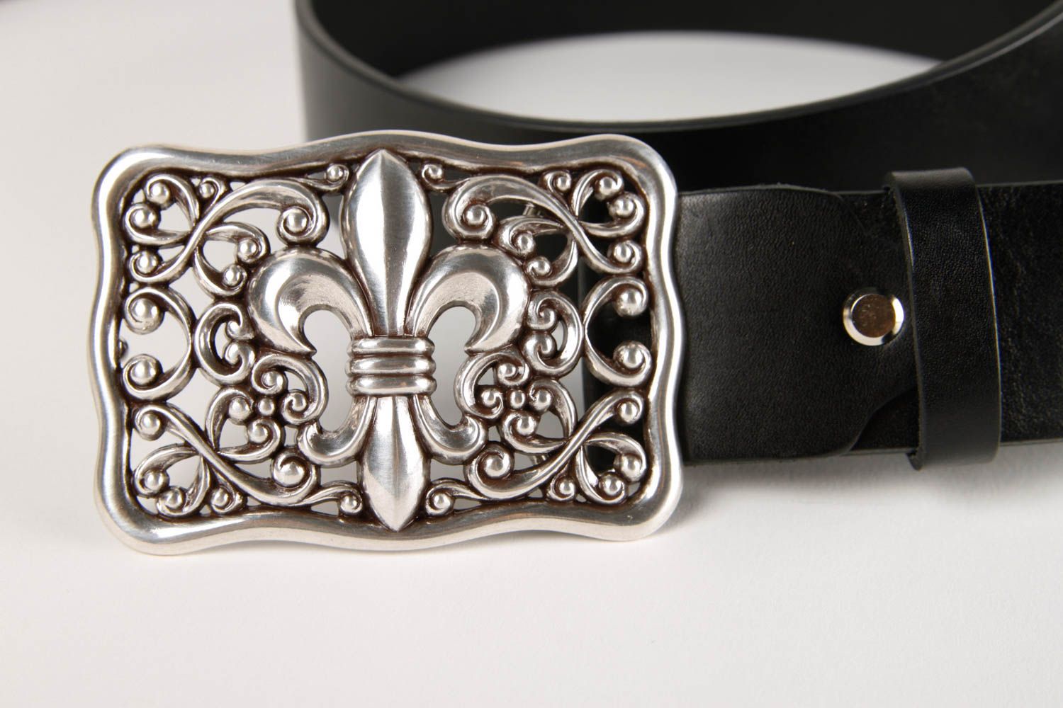 Cinturón de piel hecho a mano color negro regalo personalizado accesorio de moda foto 4