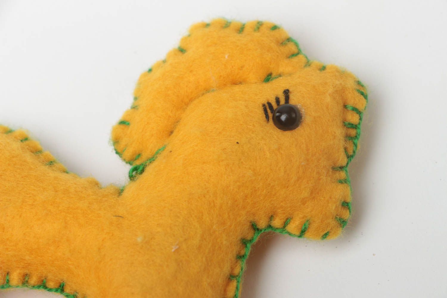 Yellow horse toy made of felt soft handmade unusual designer present for child photo 4
