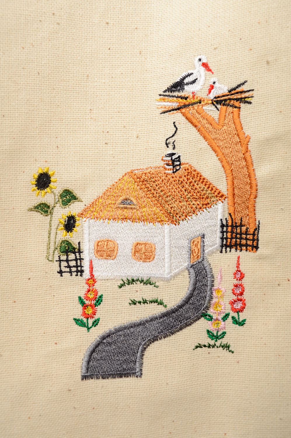 Handmade women's fabric bag with embroidery photo 4