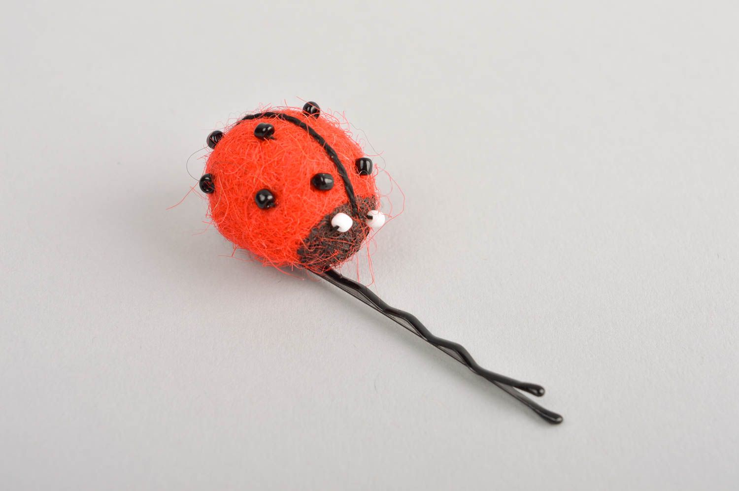 Handmade wool bobby pin needle felting head accessories for girls small gifts photo 2