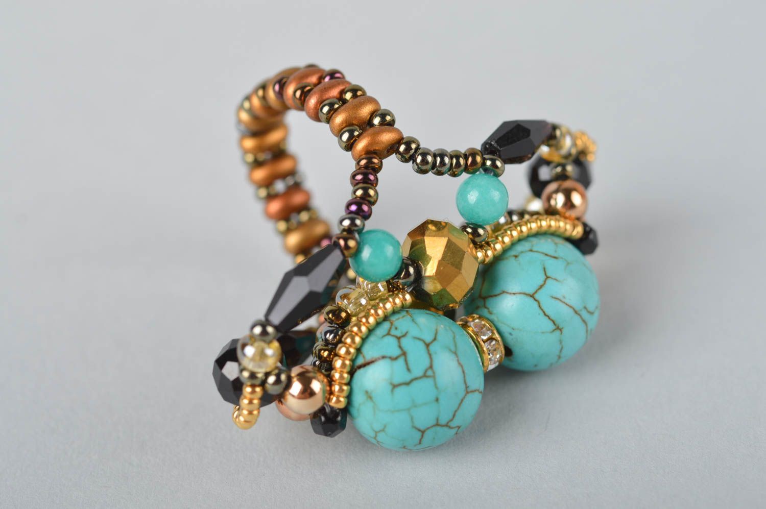 Unusual handmade beaded ring design bead ring artisan jewelry designs gift ideas photo 3