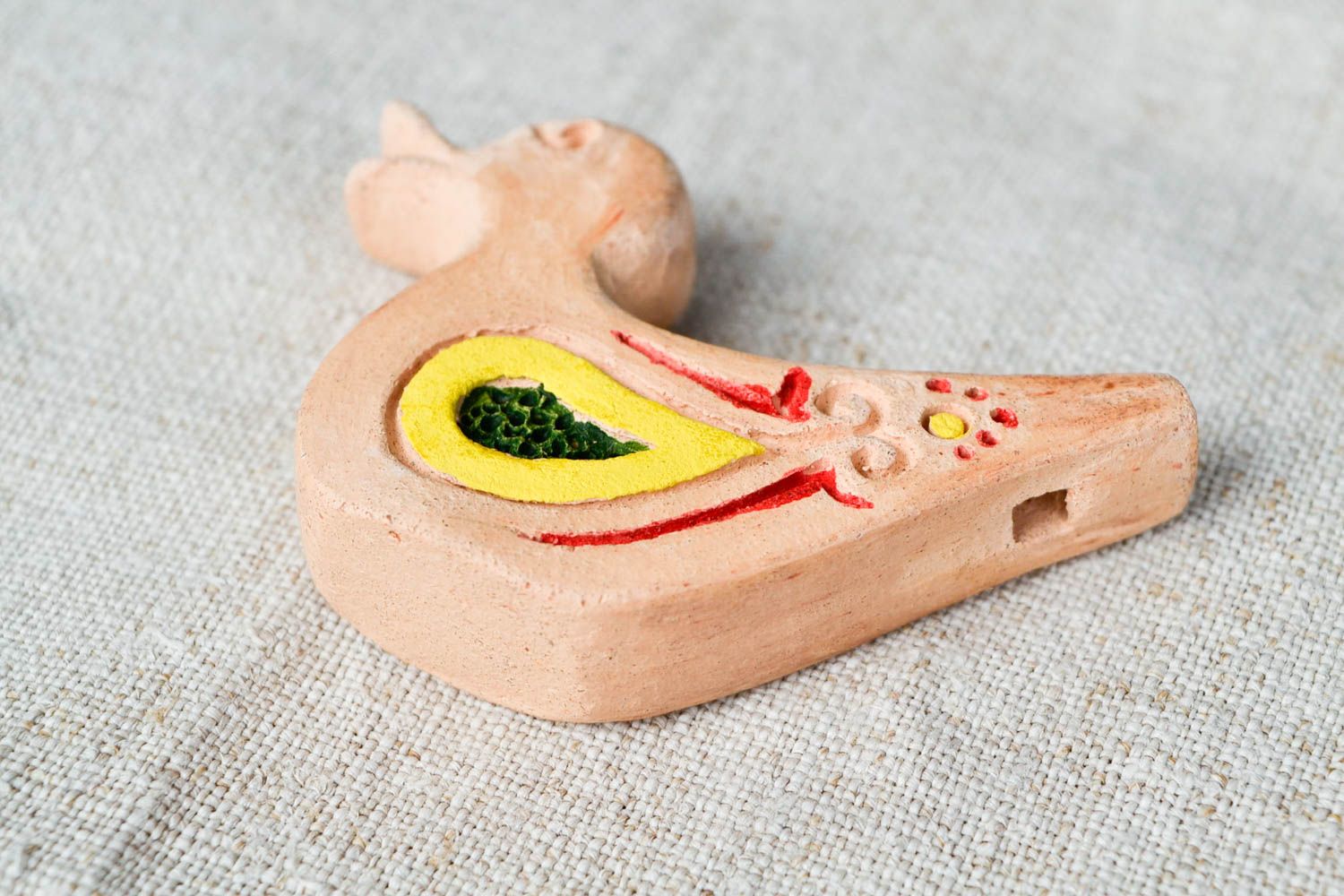 Silbato artesanal de arcilla regalo para niños instrumento de viento pato foto 5