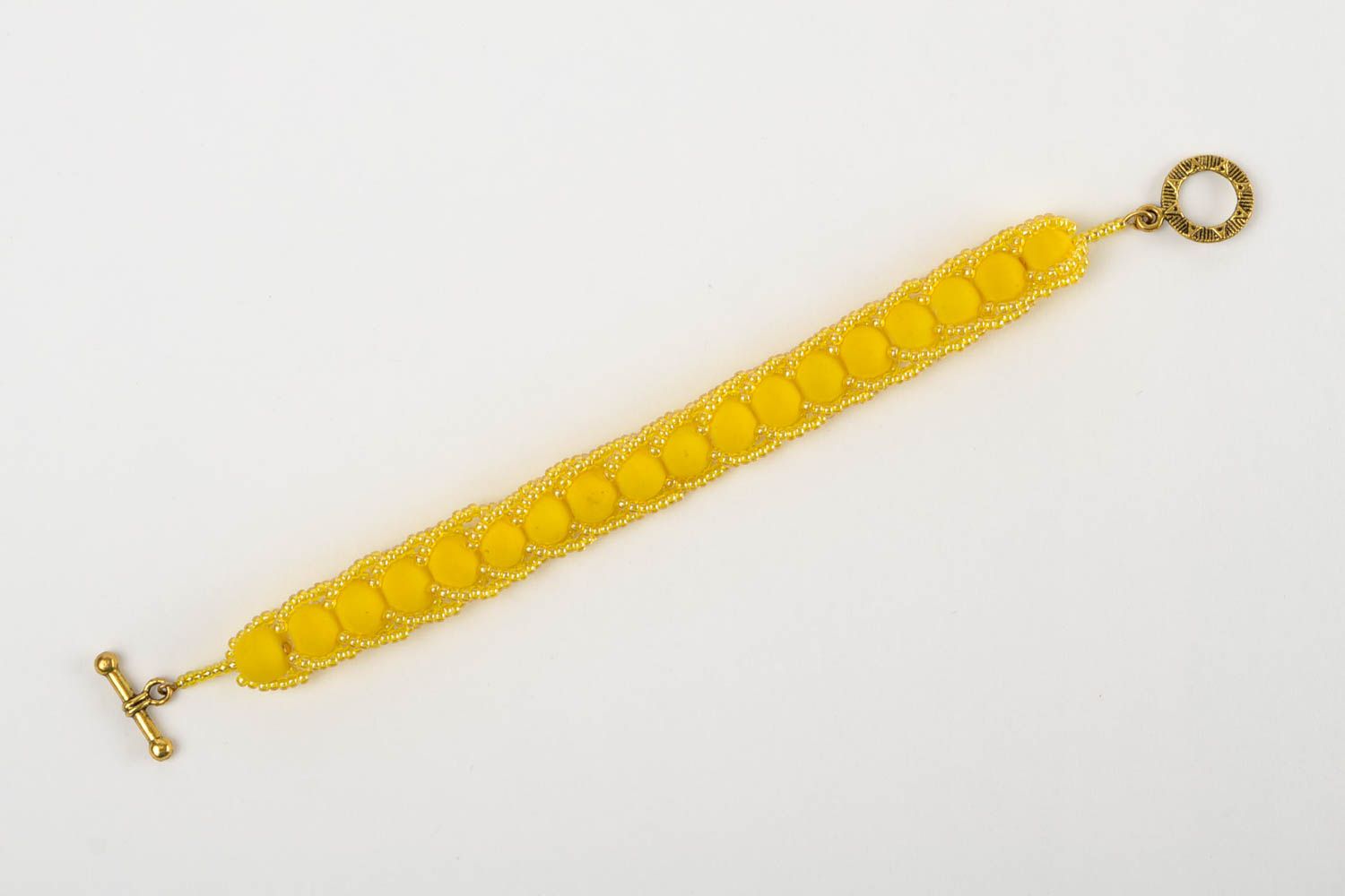 Pulsera de abalorios amarilla de moda bisutería artesanal accesorio de mujer foto 3