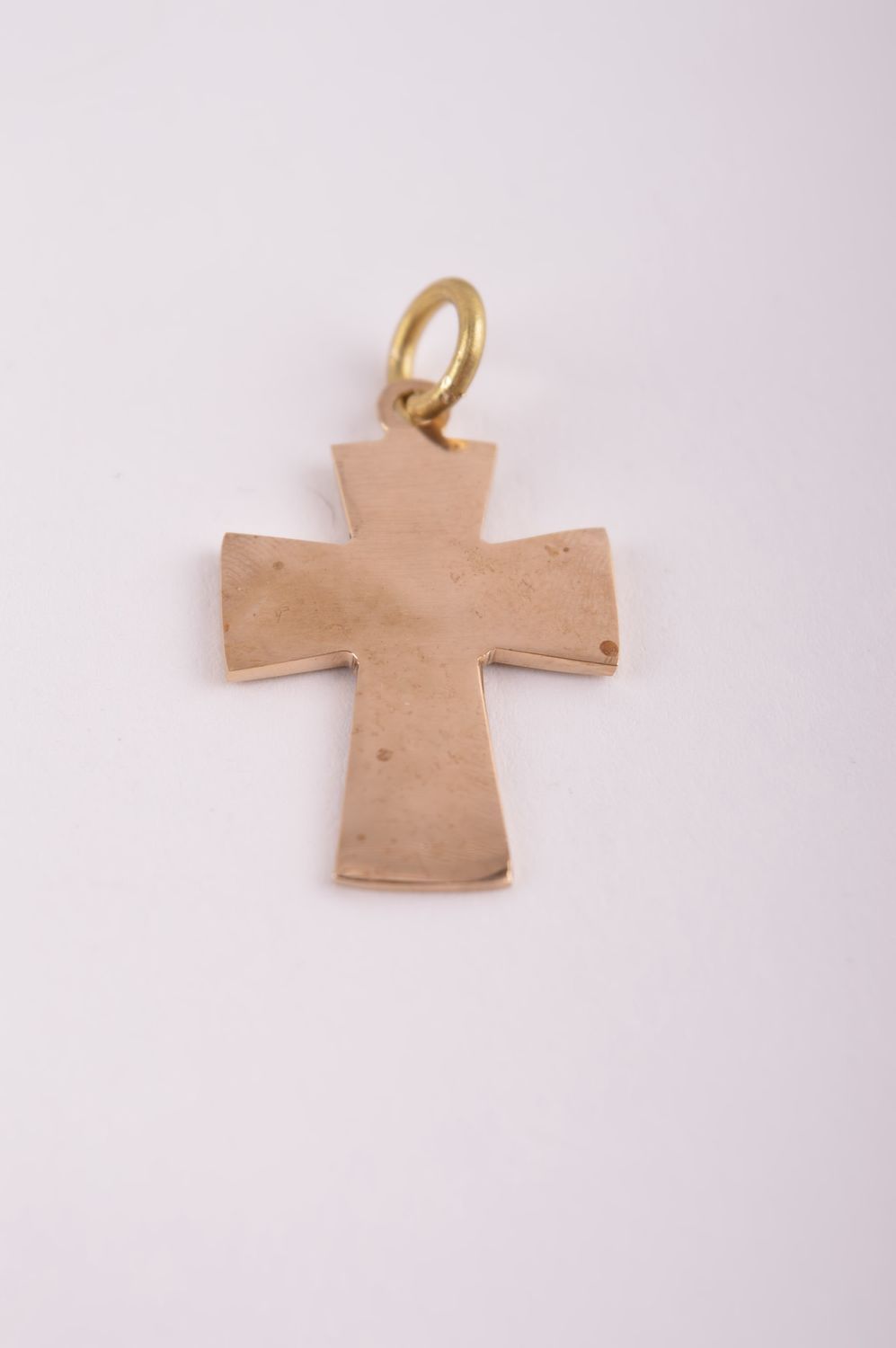 Крестик с камнями handmade подвеска на шею украшение из латуни салатовый крест фото 3